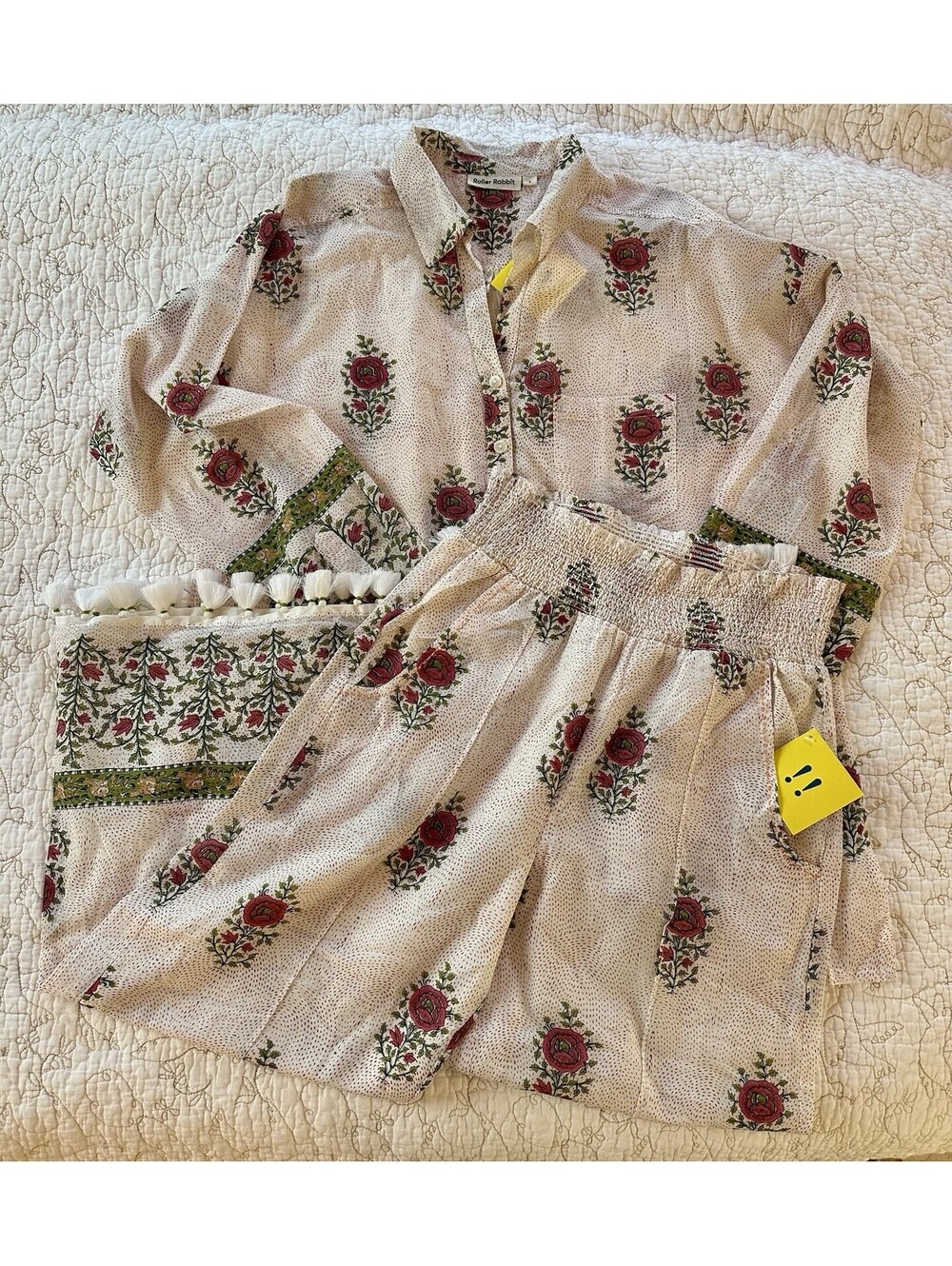 Roller Rabbit Loungewear Set Valley Flower print Jakarta pant & Kiba tunic sz S